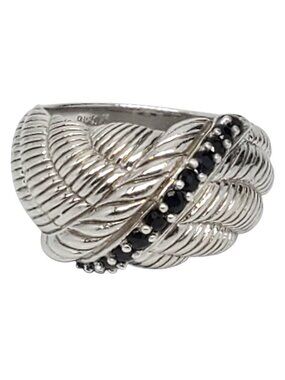 Judith Ripka Sterling Silver Midnight Sapphire Crossover Rope Ring Size 7 #23896
